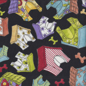 Happy Houses Loralie Dog Kennels quilting Fabric