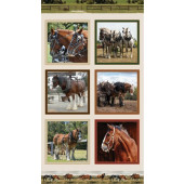 Heavy Horses Clydesdales Farm Animal Quilting Fabric Panel