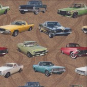 Holden Utes on Brown Cars Aussie Icons Quilting Fabric