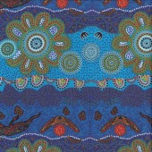 Australian Indigenous Aboriginal Home Country Blue by T. Murray Quilting Fabric
