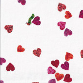 The Very Hungry Caterpillar Love Hearts on White Quilting Fabric