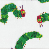 The Very Hungry Caterpillar on White Girls Boys Kids Quilt Fabric
