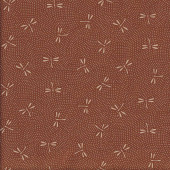 Japanese Dragonflies Dots on Caramel Brown Quilting Fabric 2 Metre Pre Cut 