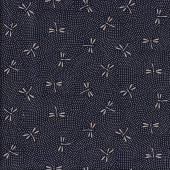Japanese Dragonflies Dots on Navy Quilting Fabric 2 Metre Pre Cut 