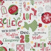 Jingle All The Way on White Christmas Trees Stockings Quilting Fabric