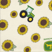 John Deere Tractors Sunflower Toss on Cream Quilting Fabric