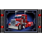Keep on Trucking Tough Big Rig Trucks Mens Boys Quilting Fabric Panel