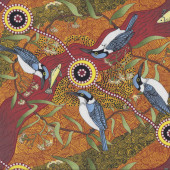 Australian Indigenous Aboriginal Kingfisher Camp by Nambooka Quilting Fabric