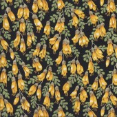 Kowhai Native Flowers on Black New Zealand NZ Quilting Fabric