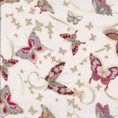 Butterflies on Cream with Metallic Gold Kyoto Garden Quilting Fabric