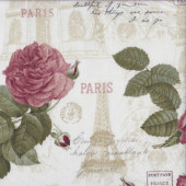 La Vie En Rose Eiffel Tower Paris on White Quilting Fabric