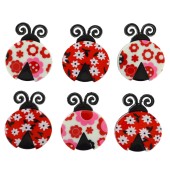 Ladybird Red and White Floral Ladybug Girls Kids Shank Buttons 