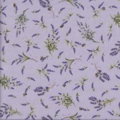 Lavender Flowers and Bees on Mauve Sachet Quilting Fabric