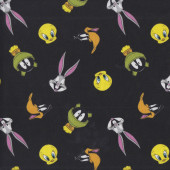 Looney Tunes on Black Bugs Bunny Daffy Duck Marvin Licensed Quilting Fabric