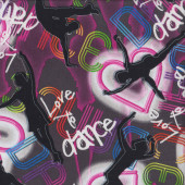 Love to Dance Dancing Silhouettes Street Art Quilting Fabric