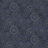 Australian Aboriginal Malkamalka Blue Spot on Black Quilting Fabric