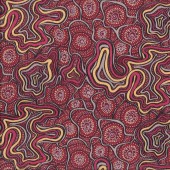 Australian Indigenous Aboriginal Meteors Red by Heather Kennedy Quilting Fabric