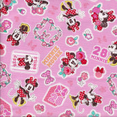 Minnie Mouse on Pink Licensed Fabric 1 Metre Precut