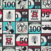 Monopoly in Squares Board Game Licensed Quilting Fabric
