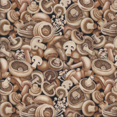 Mushrooms Button Enoki Fungi Cooking Quilting Fabric