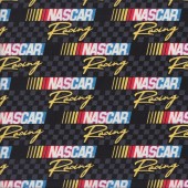 Nascar Racing Black Checkered Design Quilting Fabric