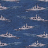 Frigate Warships at Sea Navy Australia Quilting Fabric