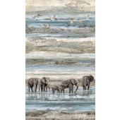 Elephant Herd African Wildlife LARGE PRINT New Dawn Quilting Fabric By The Metre
