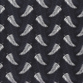 White Silver Ferns on Black Quilting Fabric