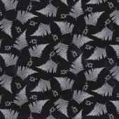 New Zealand Stipple Ferns on Black Quilt Fabric