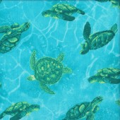 Turtles Swimming Water Sea Ocean Magic Quilting Fabric