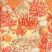 Coral Red and Orange Ocean Sea Once Upon a Mermaid Quilting Fabric