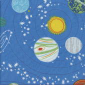Planets Stars Space on Blue Out of This World Quilting Fabric