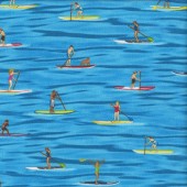 Paddle Boarding Water Sport Ocean Mens Girls Action Sport Quilting Fabric