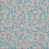 Floral Paisley Design on Teal Blue Quilting Fabric