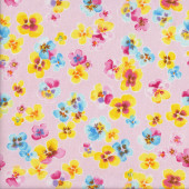 Pretty Pansies on Pink Pansy Flowers Quilting Fabric