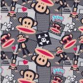 Paul Frank Julius Monkeys Shapes on Grey Licensed Quilting Fabric