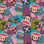 Paul Frank Julius Monkeys Colourful Shapes Licensed Quilting Fabric