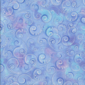 Blue Violet Pearl Splendor Scrolls Metallic Silver Quilting Fabric