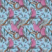 Pink and Grey Galahs Cockatoo on Blue Wonderful Wings Quilting Fabric