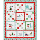 Pixie Noel Christmas Reindeer Sleigh Quilting Fabric Panel 
