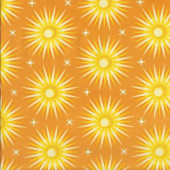 Planetarium Sun Stars Celestial on Golden Yellow Quilting Fabric