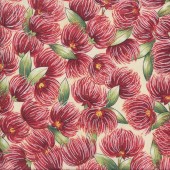 Pohutukawa Flowers on Cream Native New Zealand NZ Quilting Fabric