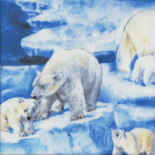 Polar Bears and Cubs on Ice Nature Wildlife Quilting Fabric