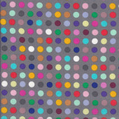 Colourful Spots Polka Dots on Grey Quilting Fabric 