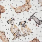 Scotties Dalmatians Dachshunds on White Precious Dogs Quilting Fabric