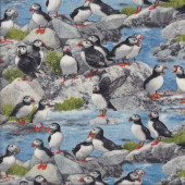 Puffins Birds Seaside Ocean Wildlife Quilting Fabric