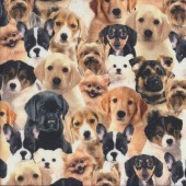 Assorted Puppies French Bulldog Dachshund Beagle Dogs Quilting Fabric