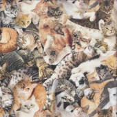 Sleeping Cuddling Cats Purrfect Hangout Kittens Quilting Fabric