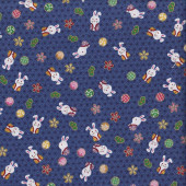 Japanese Rabbits Asanoha Pattern on Beige with Metallic Gold Quilting Fabric 2 Metre Pre Cut 