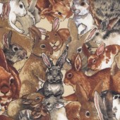 Assorted Rabbit Breeds Bunnies Quilting Fabric See Description
